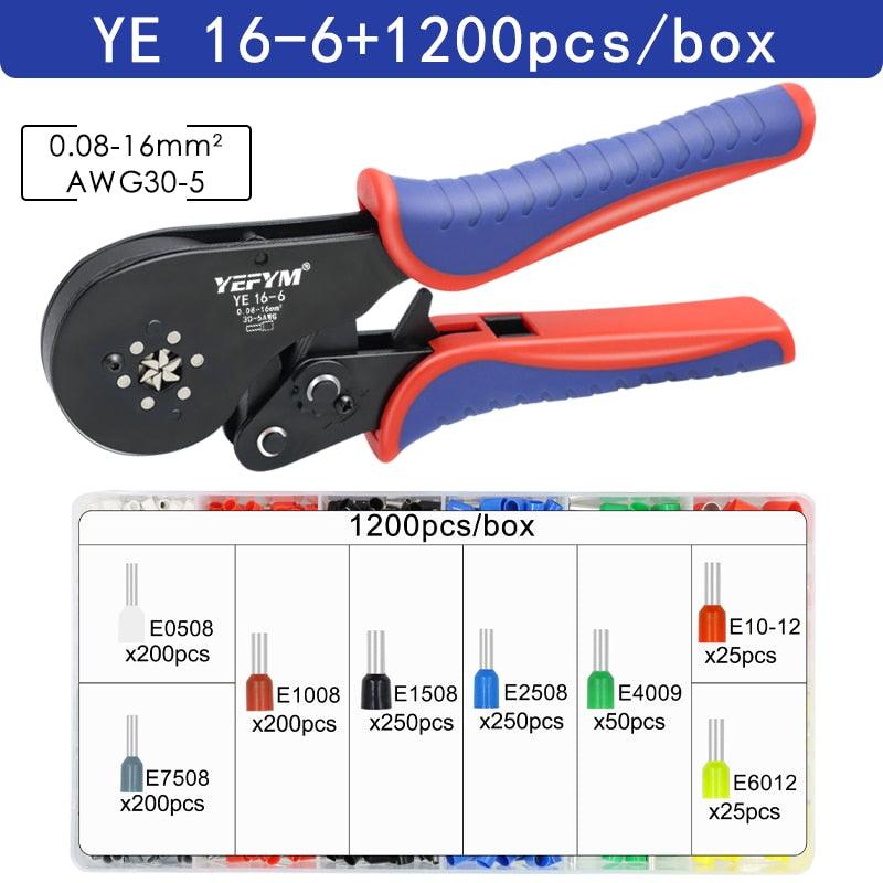 Ferrule Crimping Tool Tubular / Pin Terminal Professional Electrician Pliers Max(16mm ²/ 5AWG) Adjustable Ratchet Tools - YOURISHOP.COM