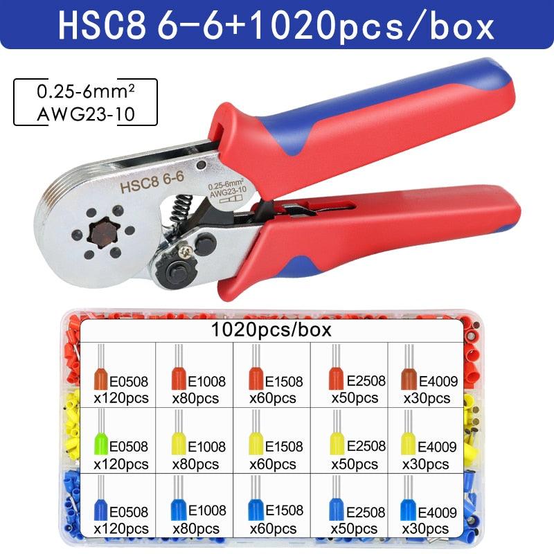 Ferrule Crimping Tool Tubular / Pin Terminal Professional Electrician Pliers Max(16mm ²/ 5AWG) Adjustable Ratchet Tools - YOURISHOP.COM