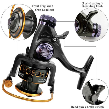 Fishing Reel Carp Spinning Reel Front and Rear Brake System Metal Spool Fishing Reels Tools Accessories - YOURISHOP.COM