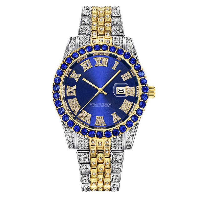 Hip Hop Full Iced Out Mens Watches Luxury Date Quartz Wrist Watches With Micropaved Cubic Zircon Watch For Women Men Jewelry - YOURISHOP.COM