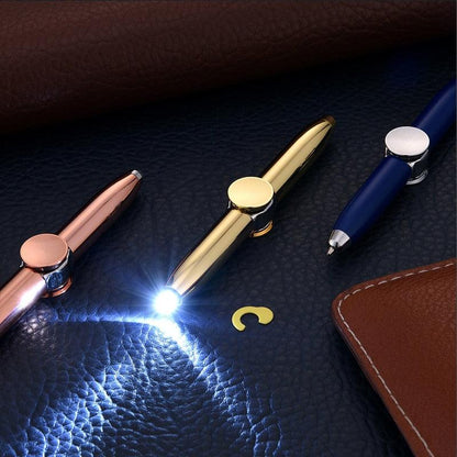 Multi-Function LED Gyro Pens for Writing Metal Stress Relief Ballpoint Gel Pen Spinning Office School Supplies Stationery - YOURISHOP.COM