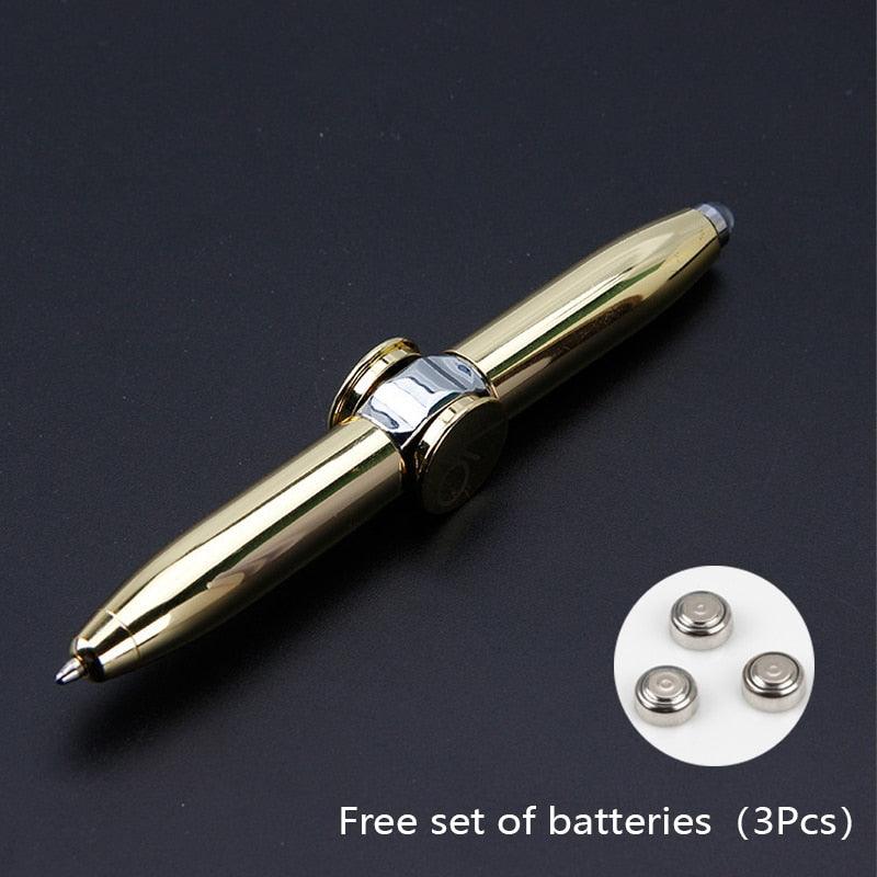 Multi-Function LED Gyro Pens for Writing Metal Stress Relief Ballpoint Gel Pen Spinning Office School Supplies Stationery - YOURISHOP.COM