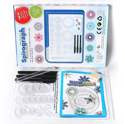 Spirograph Drawing Toys Set Creative Spiral Interlocking Gears Wheel and Colorful Design Pens,Kid's Art Eductional Drawing Toy - YOURISHOP.COM