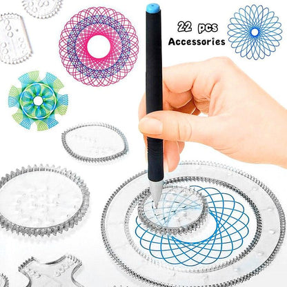 Spirograph Drawing Toys Set Creative Spiral Interlocking Gears Wheel and Colorful Design Pens,Kid's Art Eductional Drawing Toy - YOURISHOP.COM