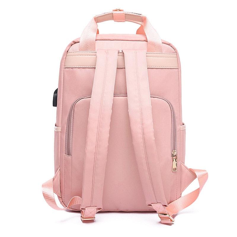 Stylish Waterproof Laptop Backpack 15.6 Women Fashion Backpack for girls Black Backpack Female large Bag 13 13.3 14 15 inch Pink - YOURISHOP.COM