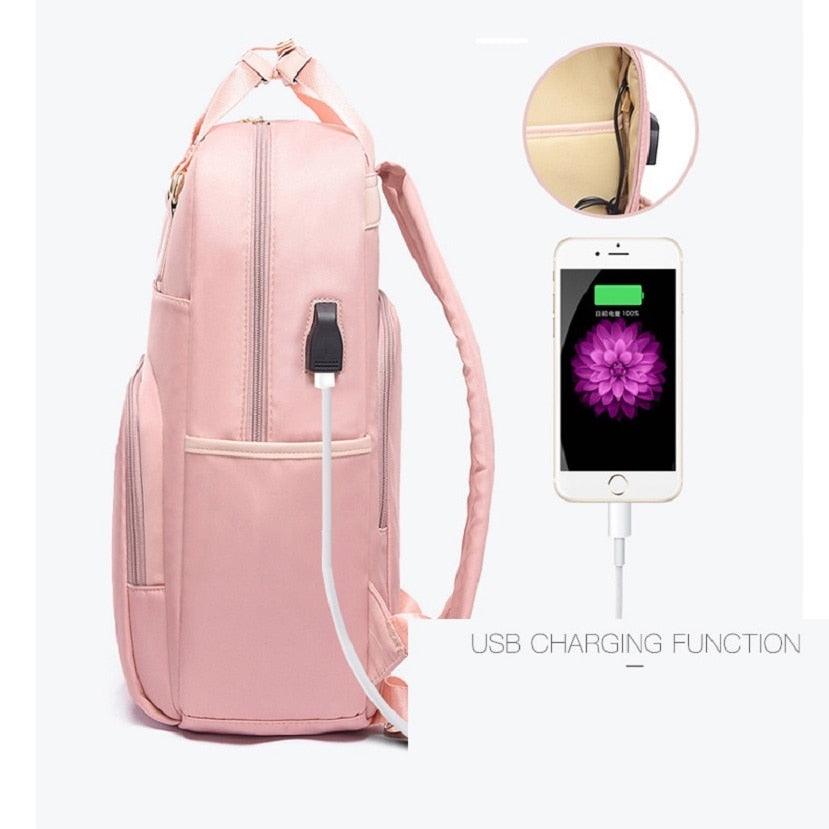 Stylish Waterproof Laptop Backpack 15.6 Women Fashion Backpack for girls Black Backpack Female large Bag 13 13.3 14 15 inch Pink - YOURISHOP.COM