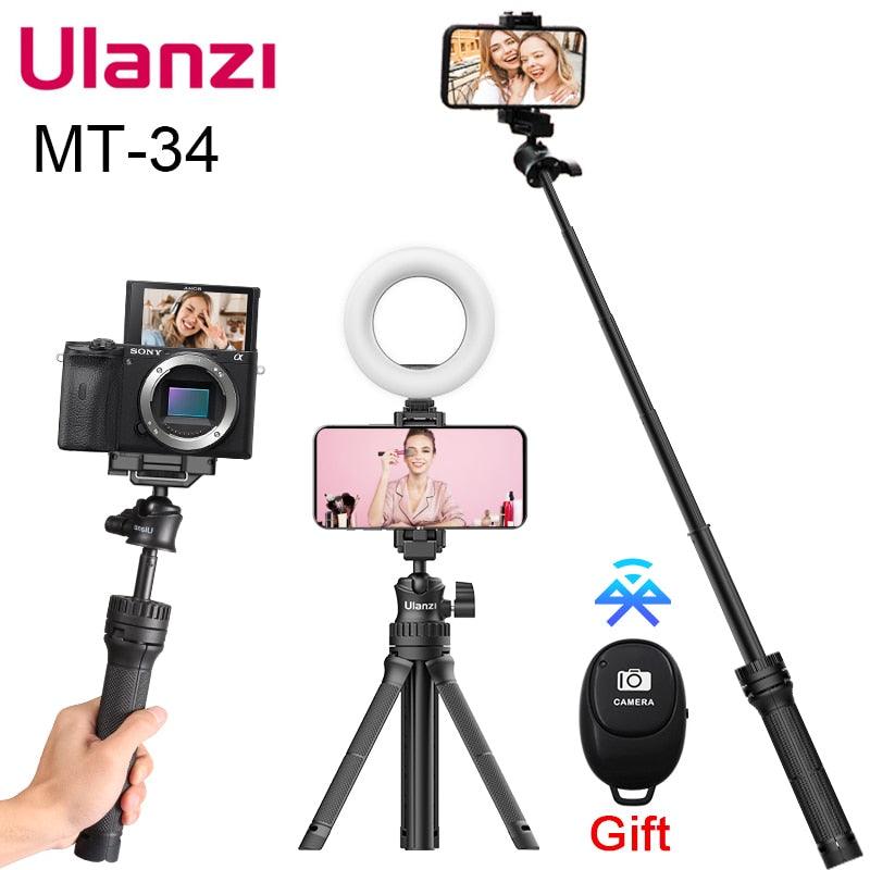 Ulanzi MT-34 Extendable Smartphone Selfie Tripod with Phone Mount 80cm Vlog SLR Mobile Tripod for iPhone 12 Pro Max 11 Sony ZV1 - YOURISHOP.COM