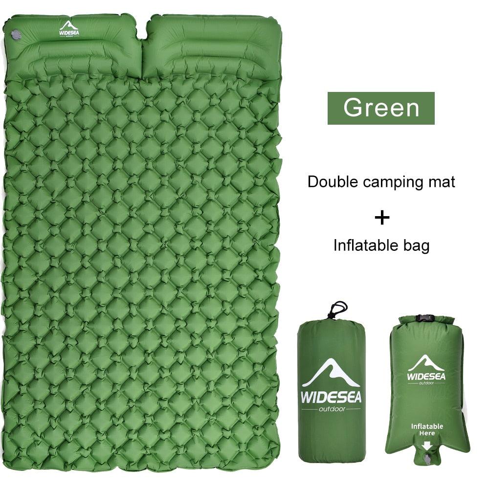 widesea camping Double Inflatable Mattress Outdoor Sleeping Pad Bed Ultralight Folding Travel Air Mat Cushion Moistureproof - YOURISHOP.COM