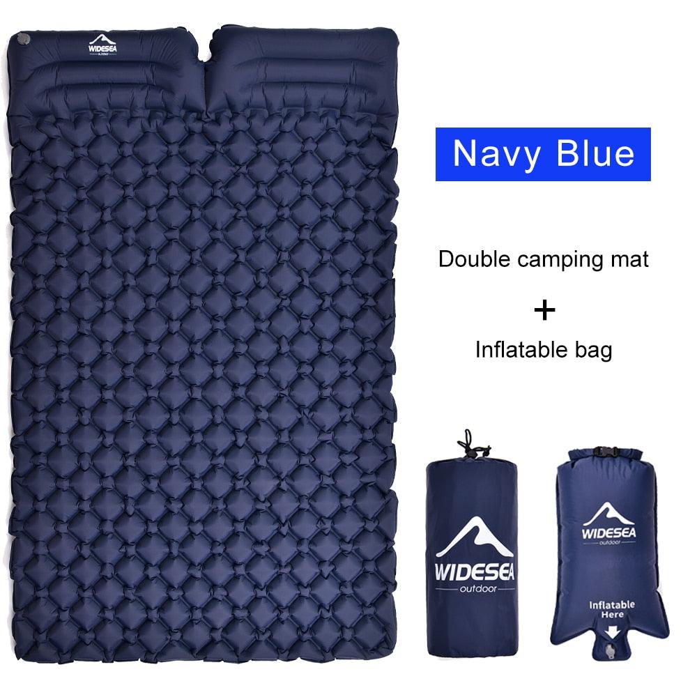 widesea camping Double Inflatable Mattress Outdoor Sleeping Pad Bed Ultralight Folding Travel Air Mat Cushion Moistureproof - YOURISHOP.COM