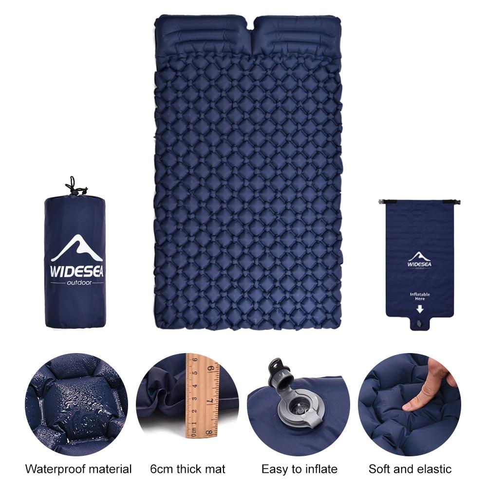 widesea camping Double Inflatable Mattress Outdoor Sleeping Pad Bed Ultralight Folding Travel Air Mat Cushion Moistureproof - YOURISHOP.COM