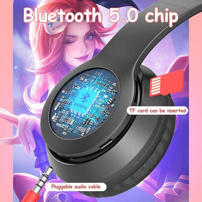 Wireless Headphones Cat Ear with Mic Blue-tooth Glow Light Stereo Bass Helmets Children Gamer Girl Gifts PC Phone Gaming Headset - YOURISHOP.COM