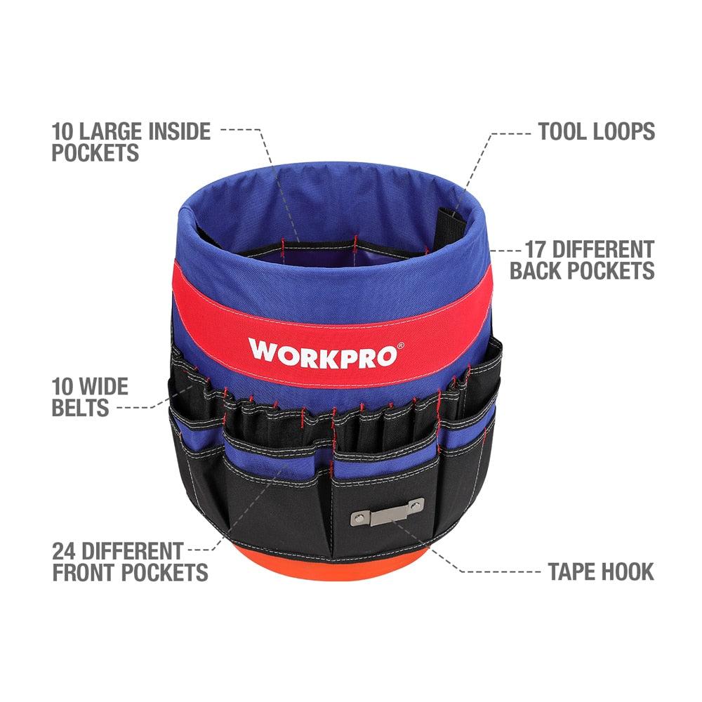 WORKPRO 5 Gallon Bucket Tool Organizer Bucket Boss Tool Bag with 51 Pockets Fits to 3.5-5 Gallon Bucket (Tools Excluded) - YOURISHOP.COM